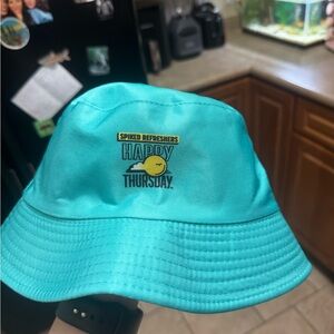 Turquoise Bucket Hat with Happy Thursday Logo